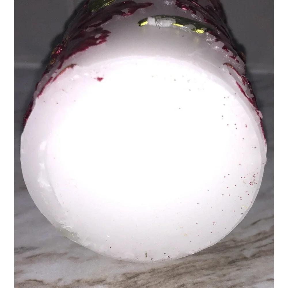 Pillar Candle Christmas Poinsettias‎ Hand Painted 6